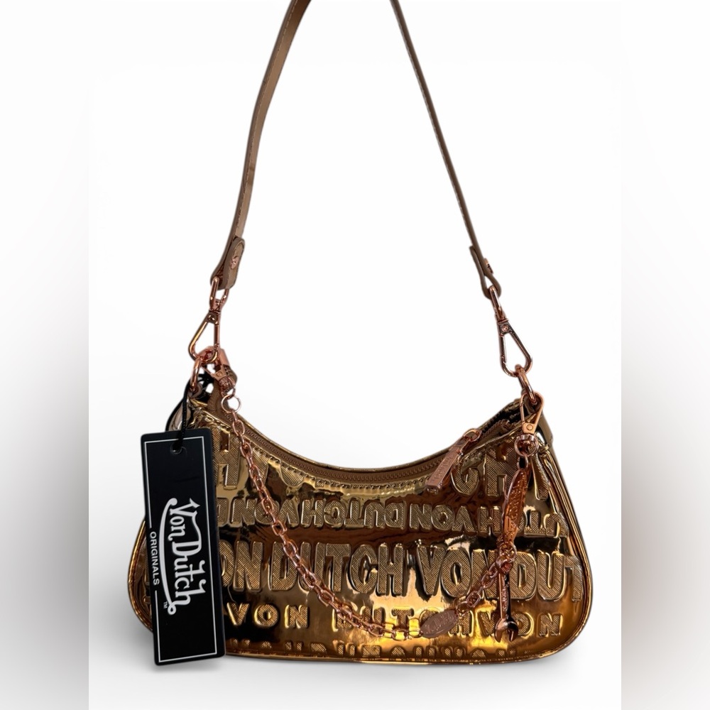 Von Dutch Metallic Gold Shoulder Bag – New With Tags